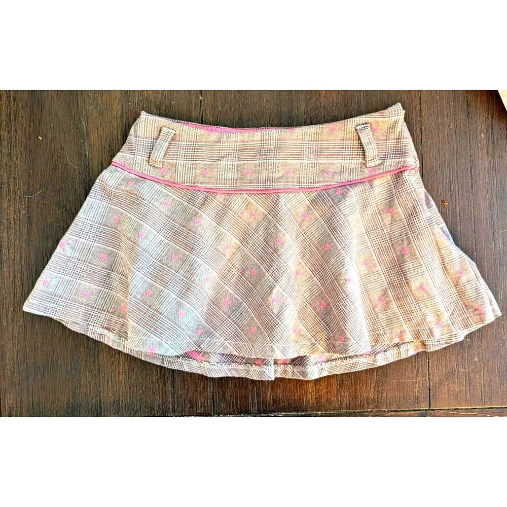 Vintage Y2K Limited Too Plaid Mini Skort Embroidered Hearts Youth 8